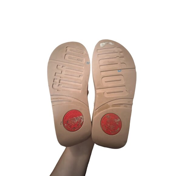 FitFlop Womens Gold Leather Thong Sandals Size 7 - Picture 7 of 7